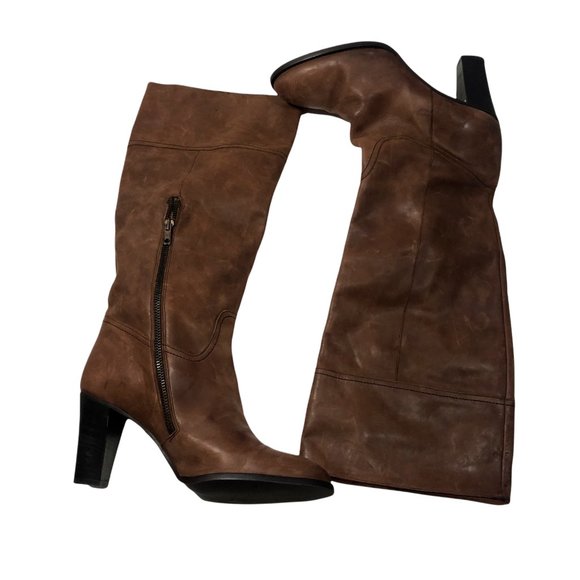 J. Crew Shoes - J. Crew Nottingham Leather High Heel Tall Boots 16950 Brown Size 10 Made N Italy
